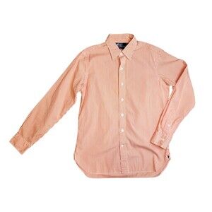 Polo Ralph Lauren Andrew Dress Shirt Mens 15 1/2-39 Large Orange Stripe Cotton